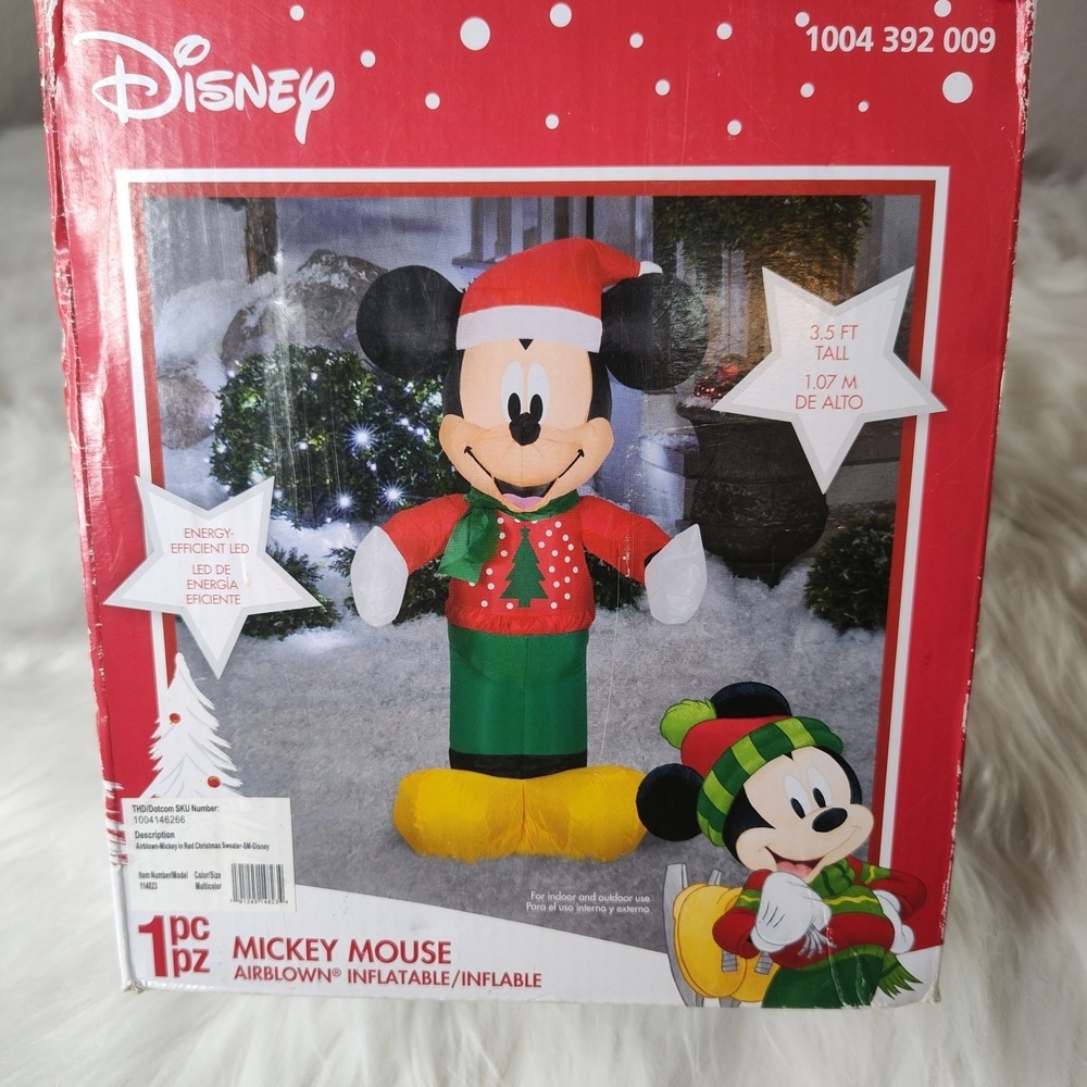 Gemmy Disney 3.5' Mickey Mouse Christmas Lighted LED Airblown Inflatable EUC‎
